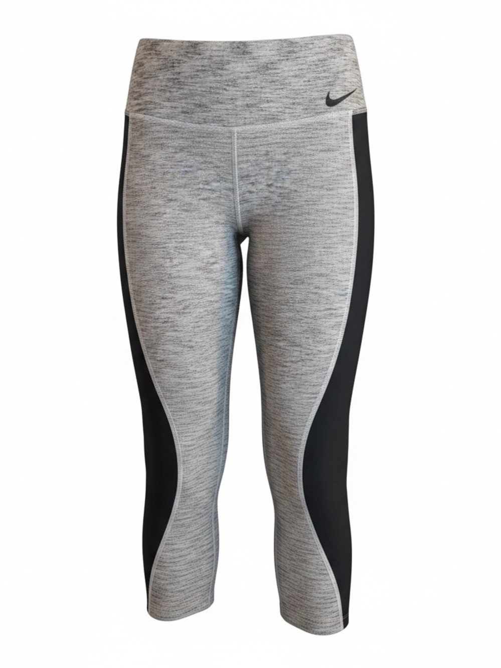 Nike power crop/sculpt Heather Gray and Black Capri Leggings. W 15”, L 24””